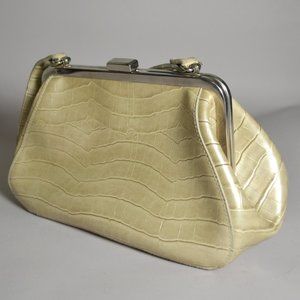 Vintage Apt. 9 Tan Purse Snakeskin Pattern Hand Carried Vinyl Handbag